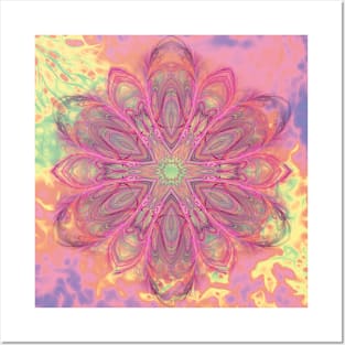 Beautiful kaleidoscope in pink with texture Posters and Art